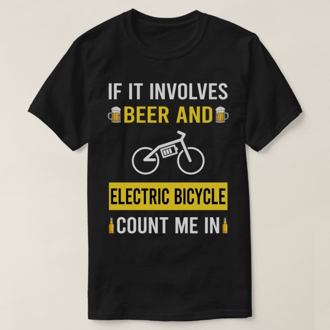 T-shirt Bière Et Vélo Électrique E Vélo Ebike (Design devant)