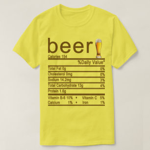 T-shirt bière étiquette de la valeur nutritive