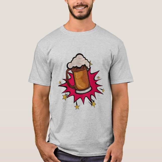 T-shirt biere explosion bulle etoile mousse alcool binouze (Devant)