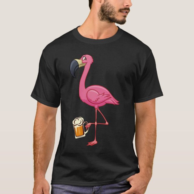 T-shirt Bière Flamant rose - Flamant rose rose amusant (Devant)