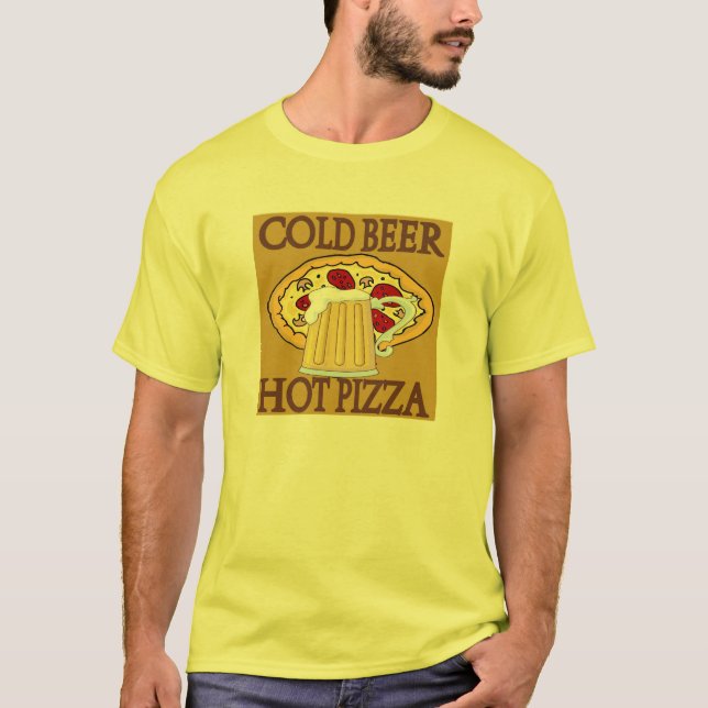 T-shirt Bière froide, pizza chaude (Devant)