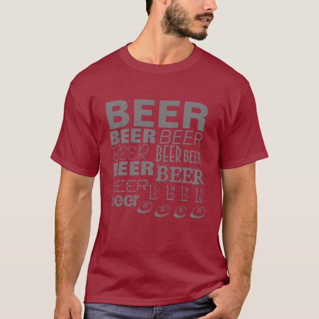 T-shirt BIÈRE ! Gris de Multi-Texte (Devant)