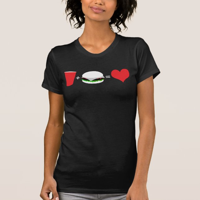 T-shirt bière + hamburger = amour (Devant)