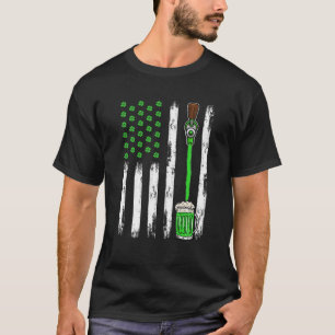 T-shirt Bière Irlandais Shamrock Drapeau Américain St Patr