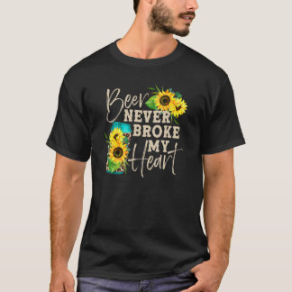T-shirt Bière jamais brisé mon coeur tournesol Empreinte d