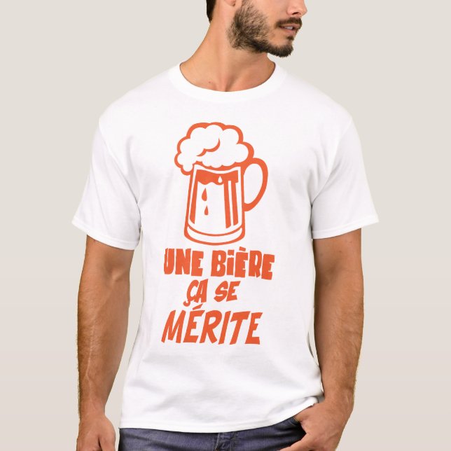 T-shirt biere merite alcool citation humour verre (Devant)