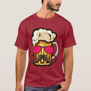 T-shirt biere moustache lunette soleil fun mousse binouse