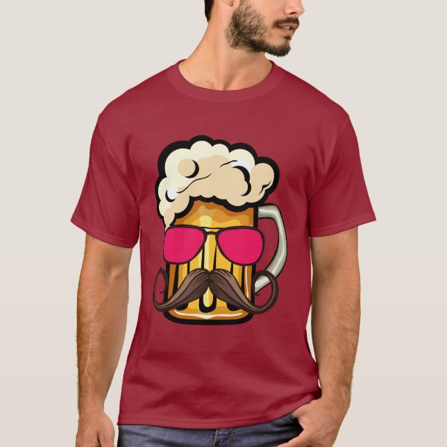 T-shirt biere moustache lunette soleil fun mousse binouse  (Devant)