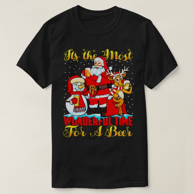 T-shirt Bière Noël Joyeux Beermas C'Est Le Plus Merveilleu (Design devant)