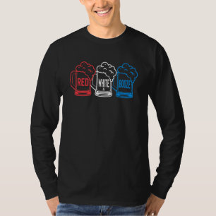 T-shirt Bière Papa Américaine Booze Blanc Rouge