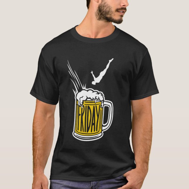 T-shirt Bière Plongée Vendredi - Drôle Week-end Bière Boir (Devant)