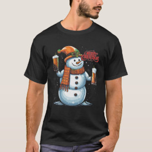 T-shirt Bière Snowman Boire drôle Joyeux Noël Père Noël