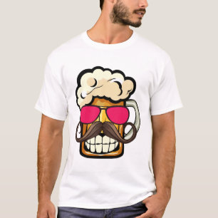 T-shirt biere_sourire_moustache_lunette_soleil_fun_chope_m