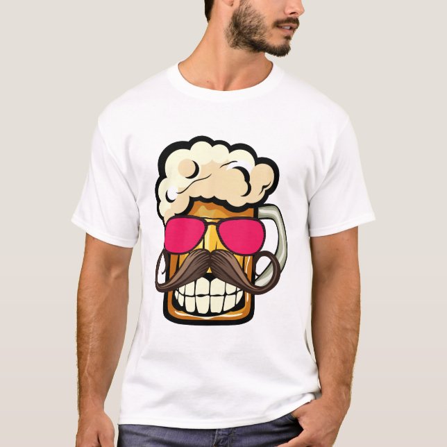 T-shirt biere_sourire_moustache_lunette_soleil_fun_chope_m (Devant)