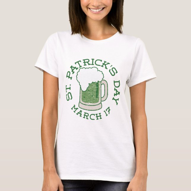 T-shirt bière verte en détresse st patrick (Devant)