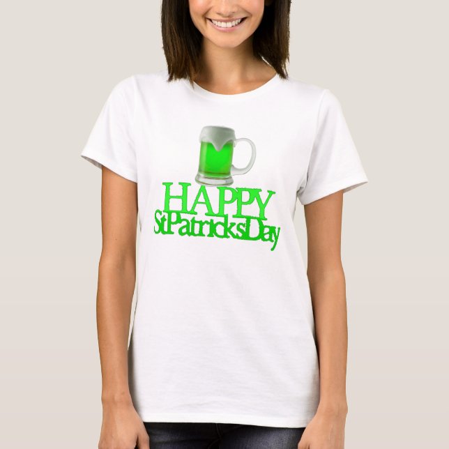 T-shirt Bière verte néon floue joyeuse St. Patrick (Devant)