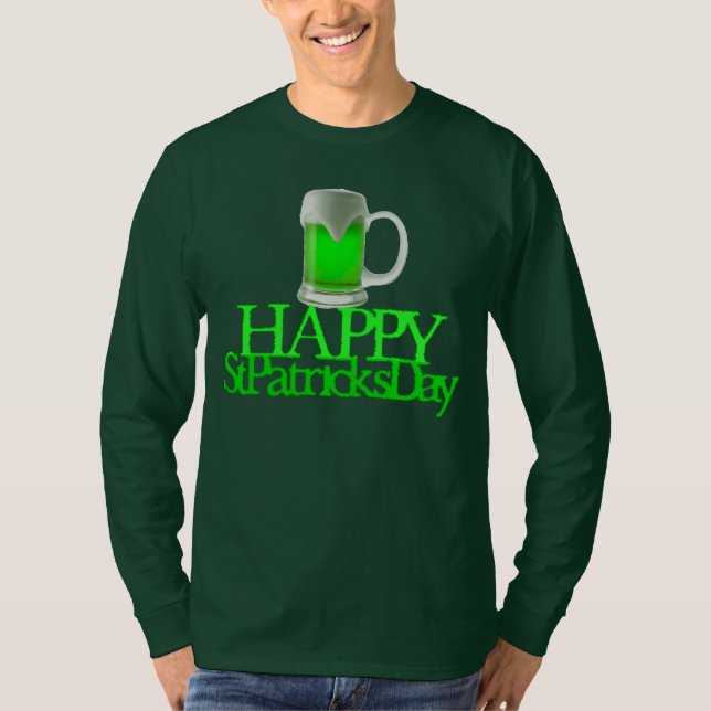 T-shirt Bière verte néon floue joyeuse St. Patrick (Devant)