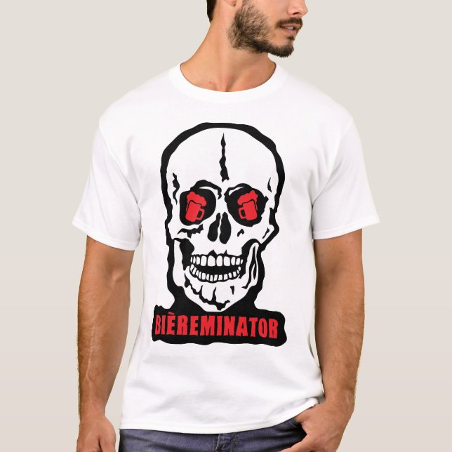 T-shirt biereminator_tete_mort_crane_skull_squelette_alcoo (Devant)