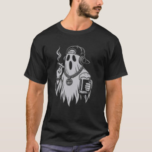 T-shirt Bières fantômes Cigarette Halloween Hip Hop Hommes