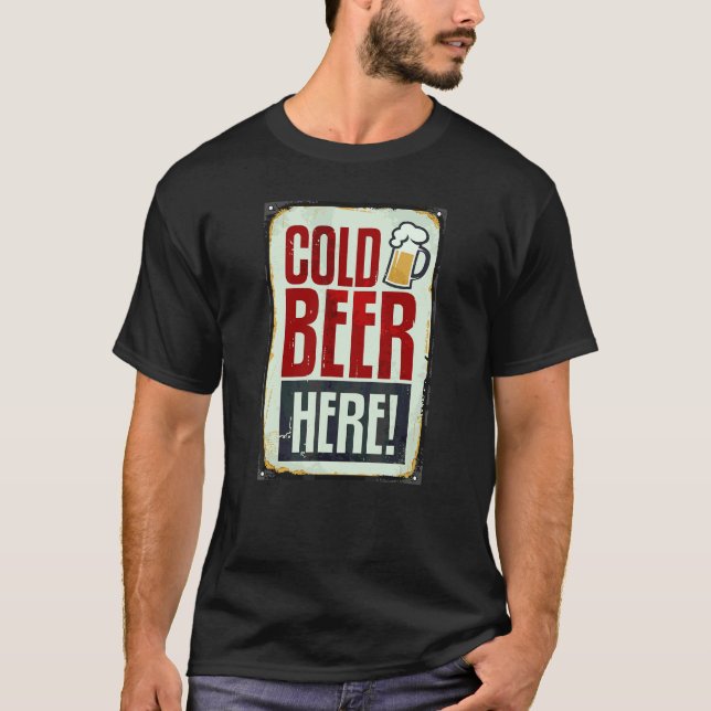 T-shirt Bières froides à boire ici (Devant)