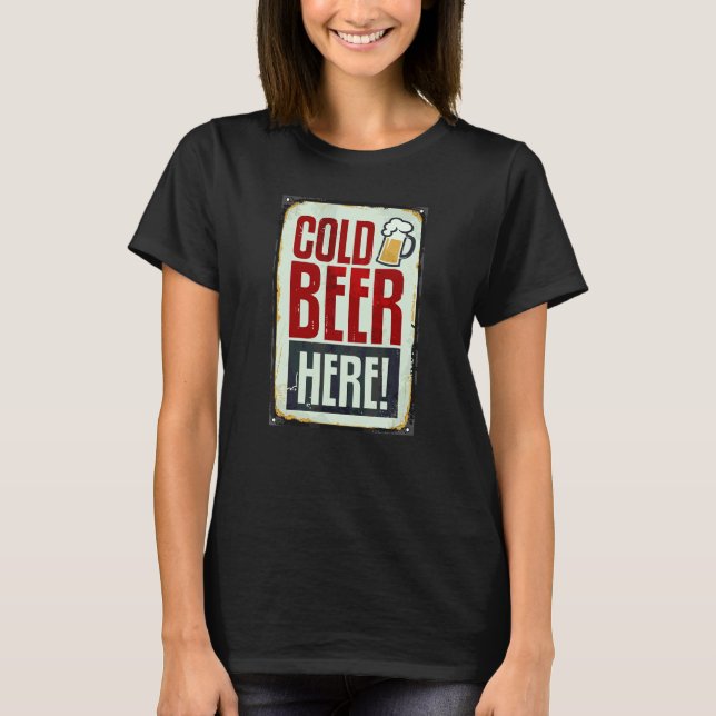 T-shirt Bières froides à boire ici (Devant)