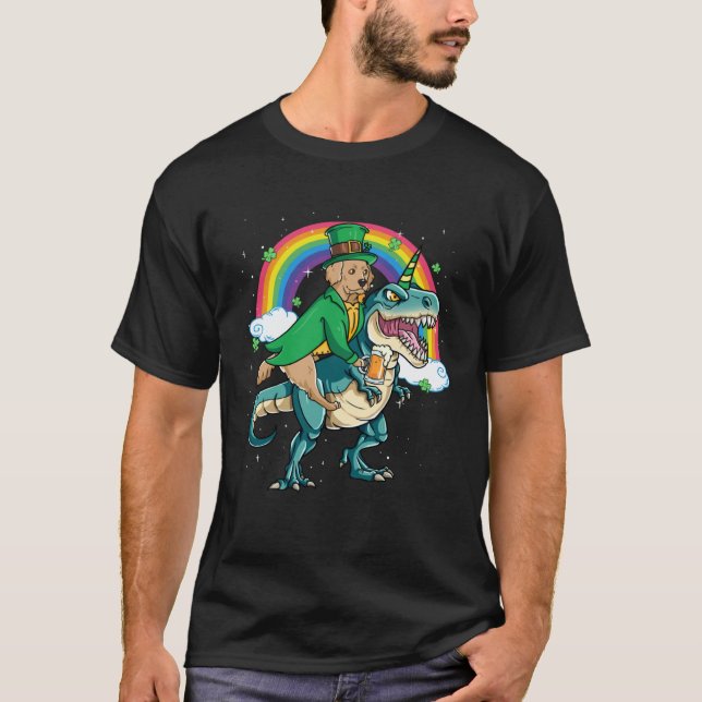 T-shirt Bièrre Golden Retriever Dino Rex Corne (Devant)