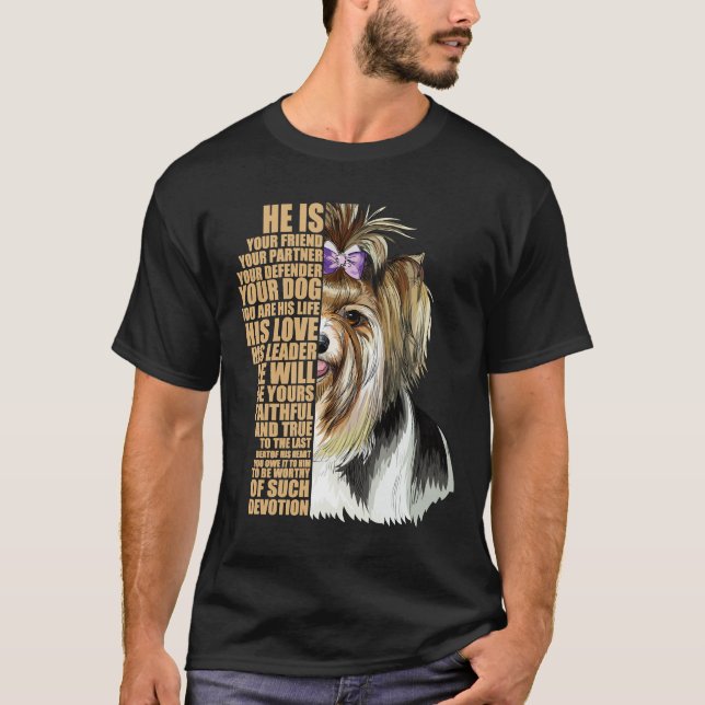 T-shirt Biewer Terrier Chien Cute Dessin Inspiré Pour  (Devant)