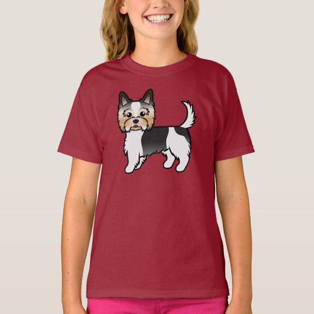 T-shirt Biewer Terrier Yorkshire Terrier Cute Cartoon Chie (Devant)