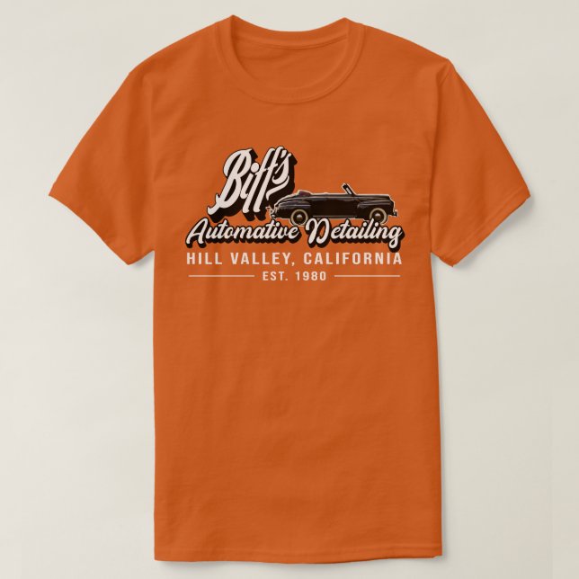 T-shirt Biffs Auto Detailing Classic Hill Valley Californi (Design devant)