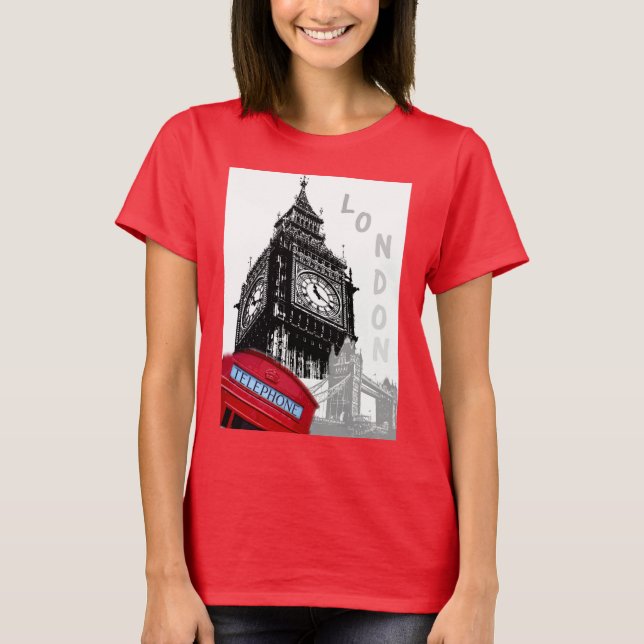 T-shirt Big Ben Horlock Tower Londres Boîte téléphonique r (Devant)