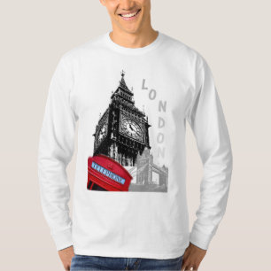 T-shirt Big Ben Horloge Tour Rouge Téléphone Box Londres