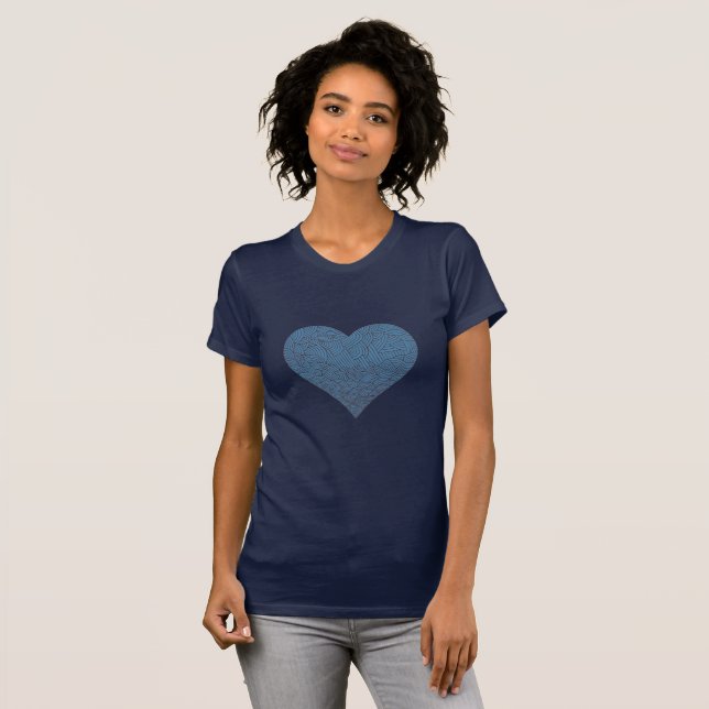 T-shirt Big Blue Patterned Heart (Devant entier)