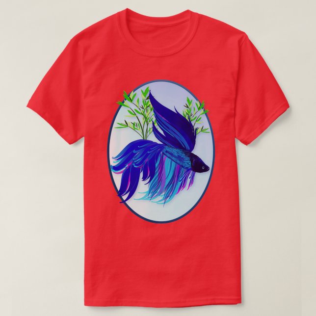 T-shirt Big Blue Siamese Combattre Poisson Oval (Design devant)