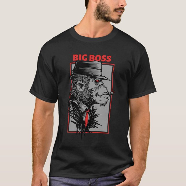 T-shirt Big Boss / Gorilla Fumer un cigare / Mafia Animaux (Devant)