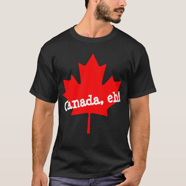 T-shirt Big Bright Red Maple Leaf Canada eh! (Devant)