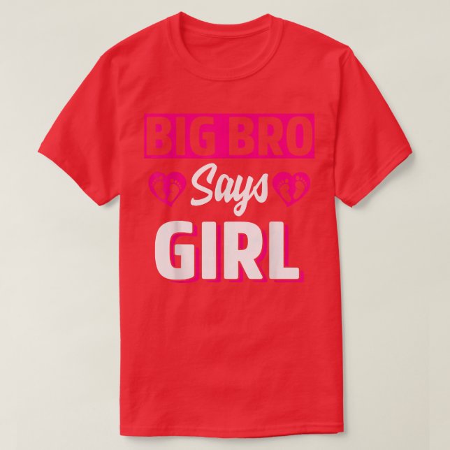 T-shirt Big Bro Dit Girl mignonne Genre Revete Team Pink B (Design devant)