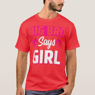 T-shirt Big Bro Dit Girl mignonne Genre Revete Team Pink B