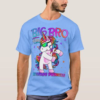 T-shirt Big Bro of Birthday Princess Flossing Unicorn Big