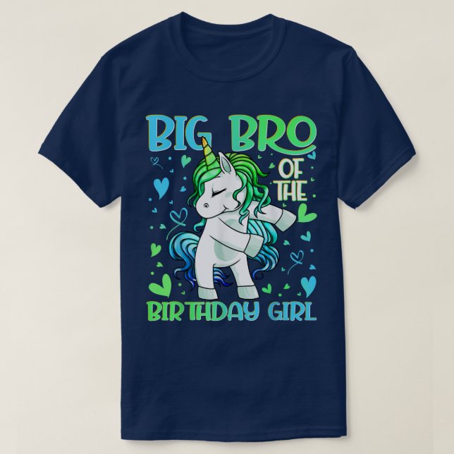 T-shirt Big Bro of the Birthday Girl Flossing Unicorn Big  (Design devant)