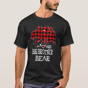 T-shirt Big Brother Bear Pajama Red Plaid Buffle de Noël