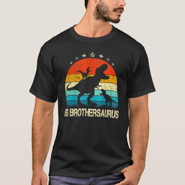 T-shirt Big Brother Dinosaur Big Brothersaurus 2 Deux enfa (Devant)