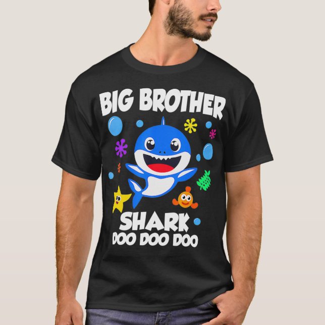 T-shirt Big Brother Du Bébé Requin Anniversaire Big Brothe (Devant)