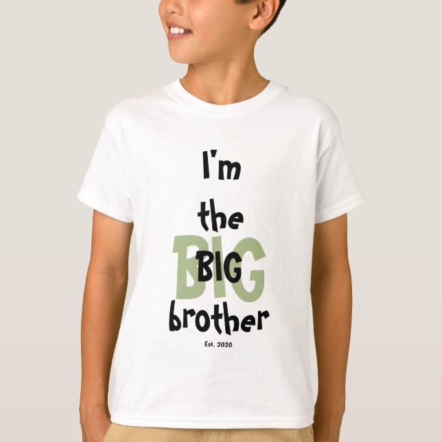 T-shirt Big Brother Est. Date Fun Green Black Texte (Devant)