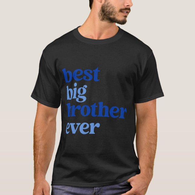 T-shirt Big Brother Ever Gray With Blue Text Boys _2  (Devant)