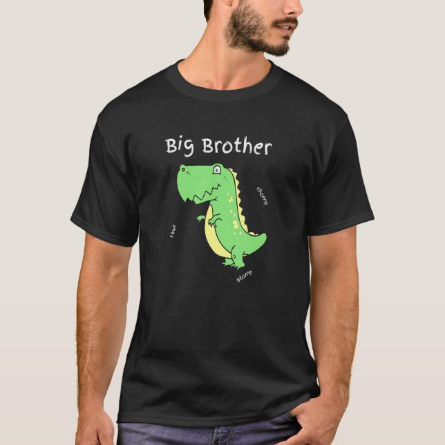 T-shirt Big Brother Funny T Rex Dinosaur Pour Les Garçons (Devant)