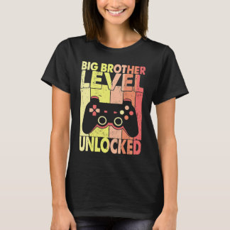 T-shirt Big Brother Level Unlocked Vintage Gamer Big Bro