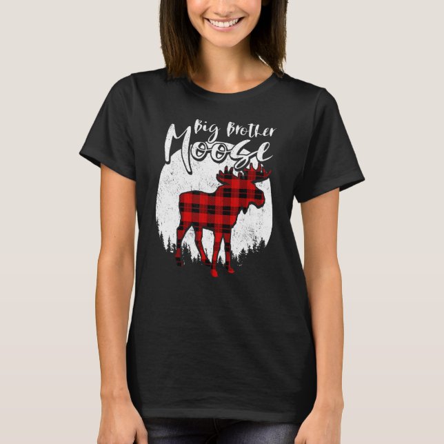 T-shirt Big Brother Moose Red Plaid Buffalo Correspondant  (Devant)