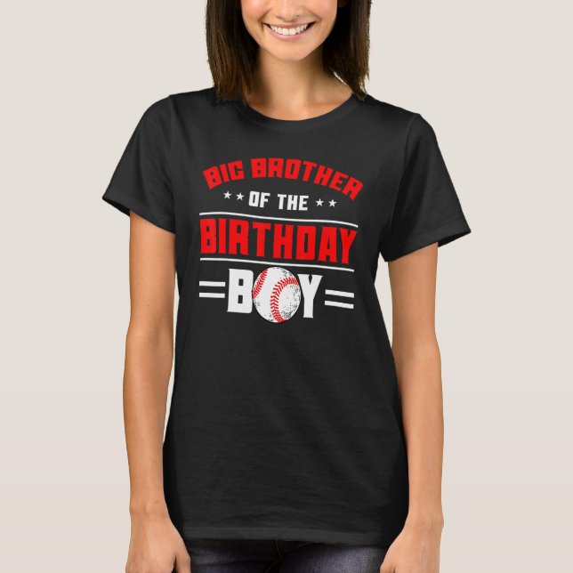 T-shirt Big Brother Of The Birthday Boy Baseball Theme Fam (Devant)
