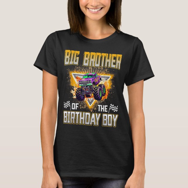 T-shirt Big Brother Of The Birthday Boy Monster Truck Birt (Devant)