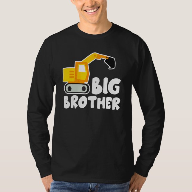 T-shirt Big Brother Tractor Toddler Excavator Cute (Devant)
